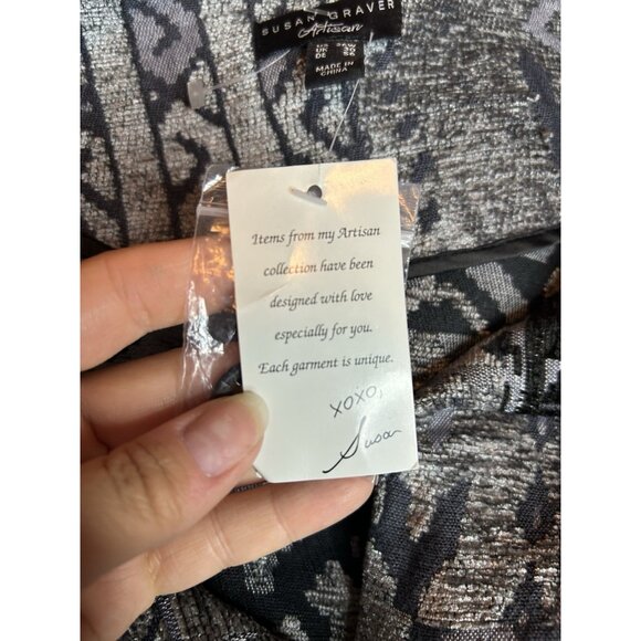 Susan Graver Artisan Jacket 26W Black Velvet Geometric Snap Button Art NWOT - Picture 10 of 12